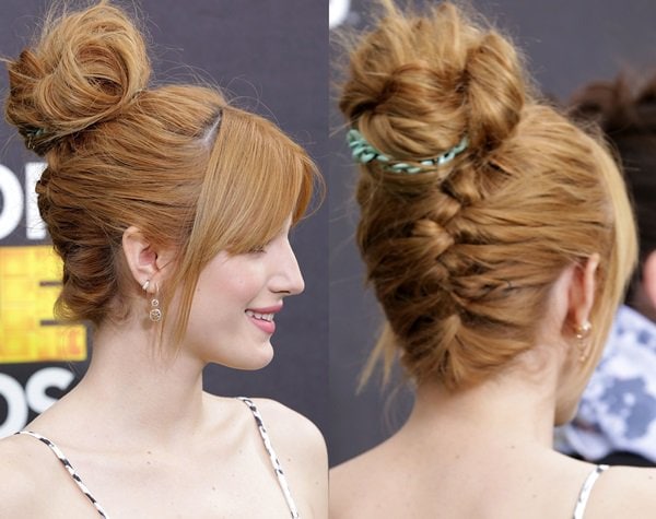 Bella Thorne's gorgeous red hair was styled in a chic updo