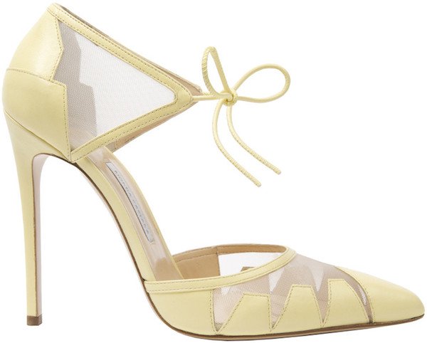 Bionda Castana Ankle-Tie Lana Pumps in Lemon