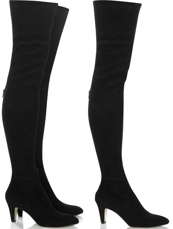 Jamie Suede Over-the-Knee Boots in Black