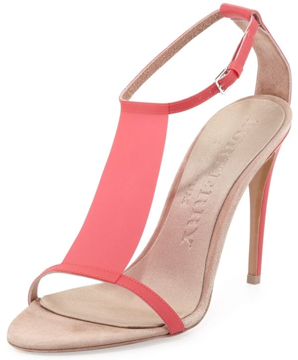 Burberry Prorsum Vinyl T-Bar Sandals in Pink