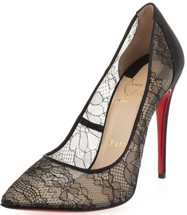 Christian Louboutin Pigalace Lace and Satin Pumps