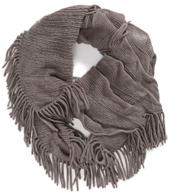 David & Young Fringed Infinity Scarf in Grey