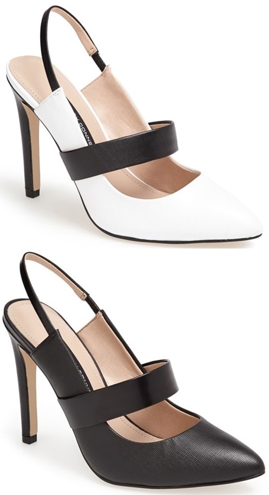 French Connection "Madeline" Slingback Pumps in White Combi and Black