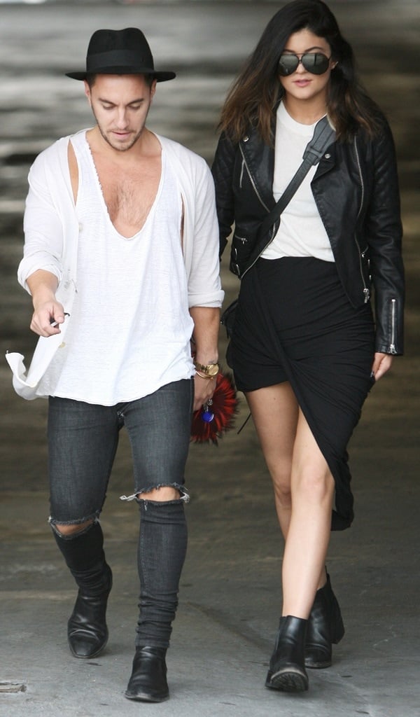 Kylie Jenner and a friend leaving a hair salon in Los Angeles