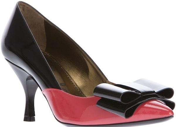 Lanvin Bow Pumps in Black-and-Pink Leather