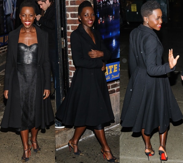 Lupita Nyong'o wore a strapless dress with a leather basque from J. Mendel