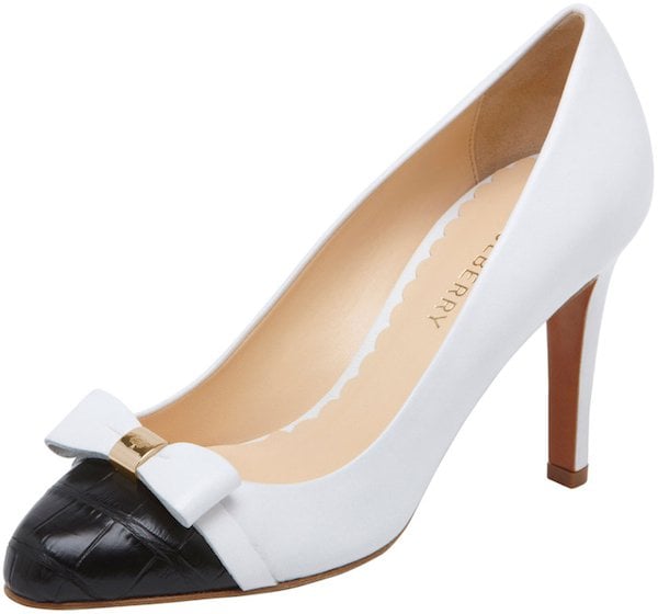 Mulberry Bow Pumps in Black-and-Cream Nappa