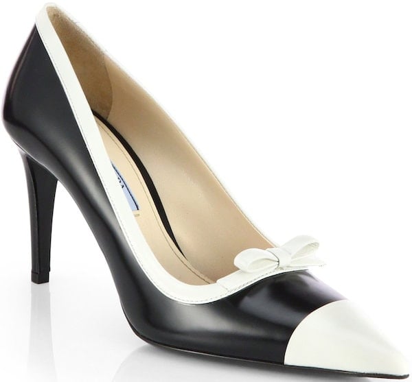 Prada Two-Tone Leather Bow Pumps