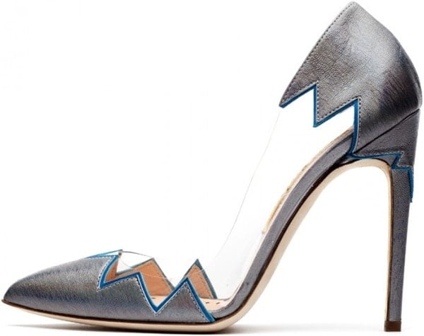 Rupert Sanderson "Syra" Pumps in Steel-Printed Nappa