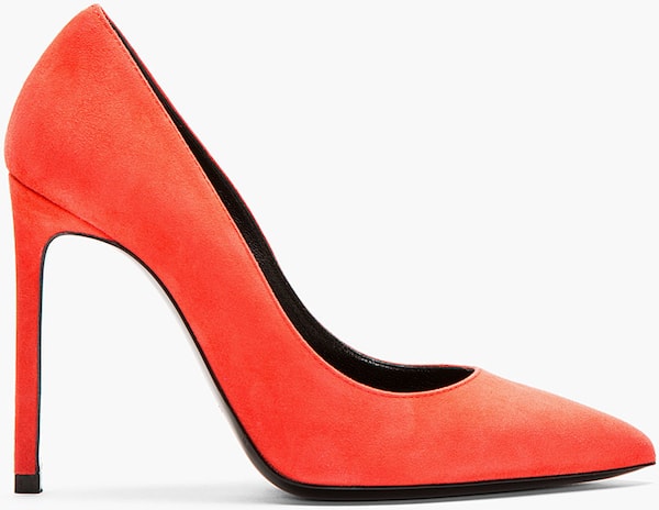 Saint Laurent "Paris" Pumps in Scarlet Suede