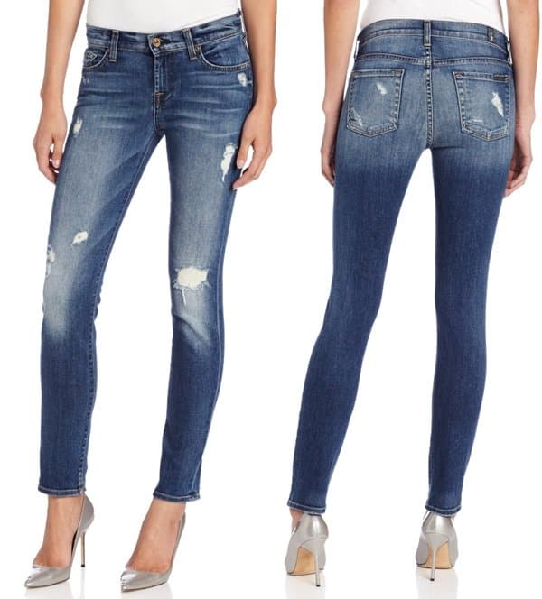 7 For All Mankind Women's Slim Cigarette Jean in Destroyed Rue De Lille