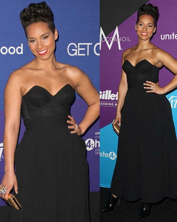 Alicia Keys wears extremely wide-legged pants by Proenza Schouler