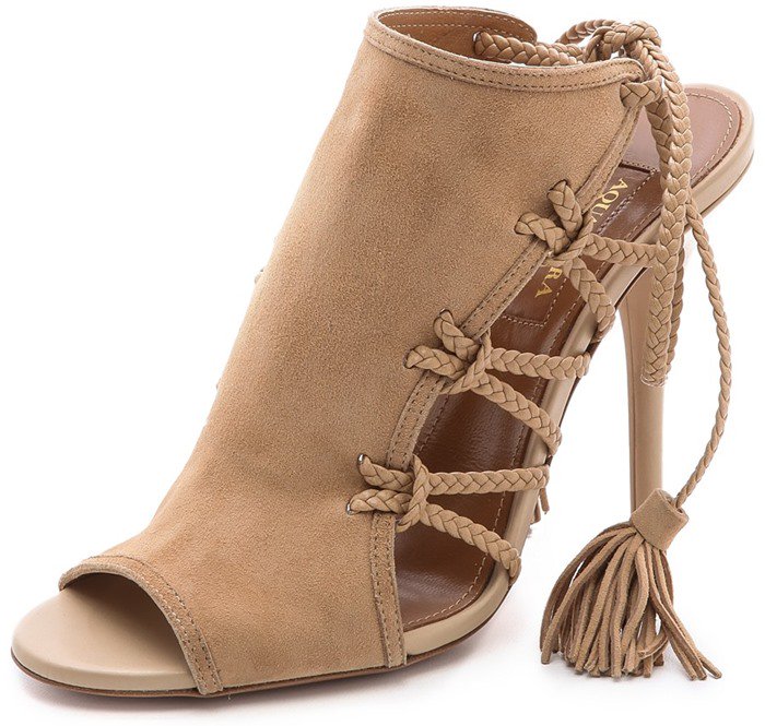 Aquazzura Sahara Suede Braided Rope High-Heel Sandals