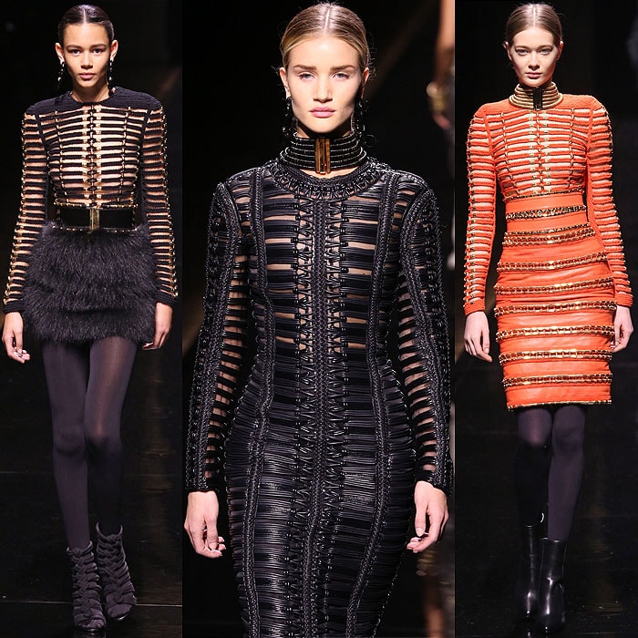 Knotted rope dresses at the Balmain fall 2014 fashion show