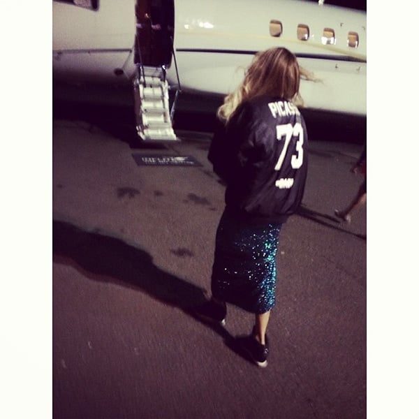 Beyonce wears a BBP “Picasso Baby” bomber jacket