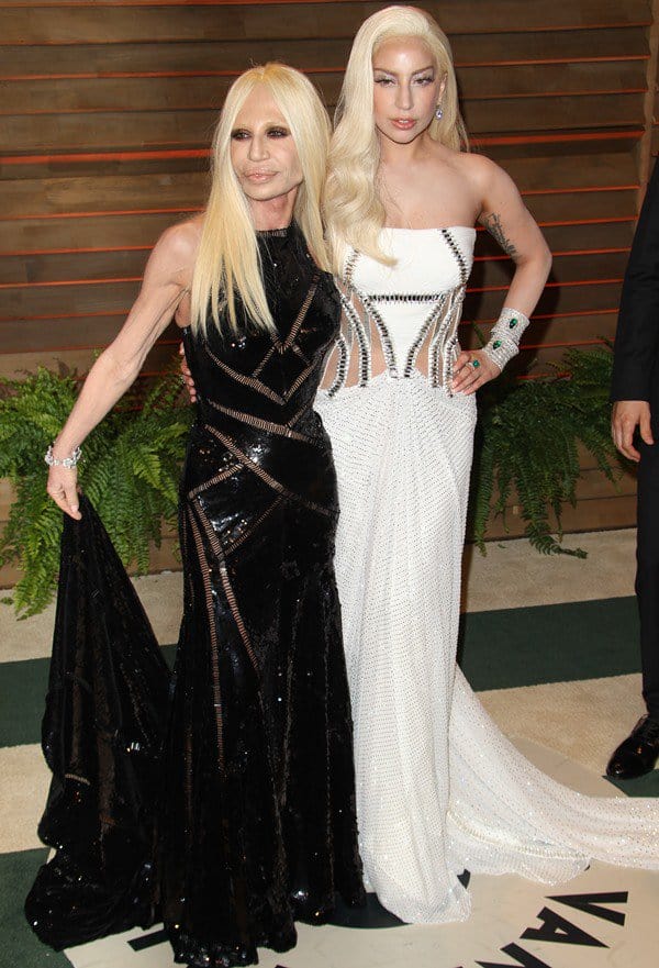 Lady Gaga and Donatella Versace navigated the Oscars scene together on Sunday night, both donning iconic Versace ensembles, as one would expect