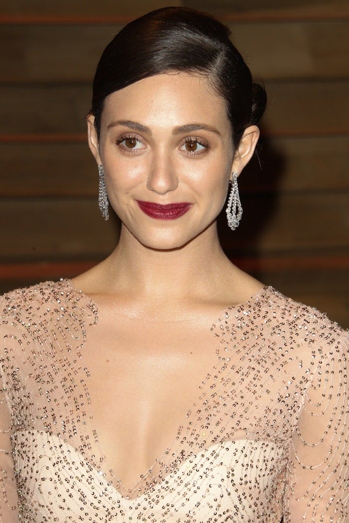 Emmy Rossum was the epitome of elegance in a beautiful nude gown