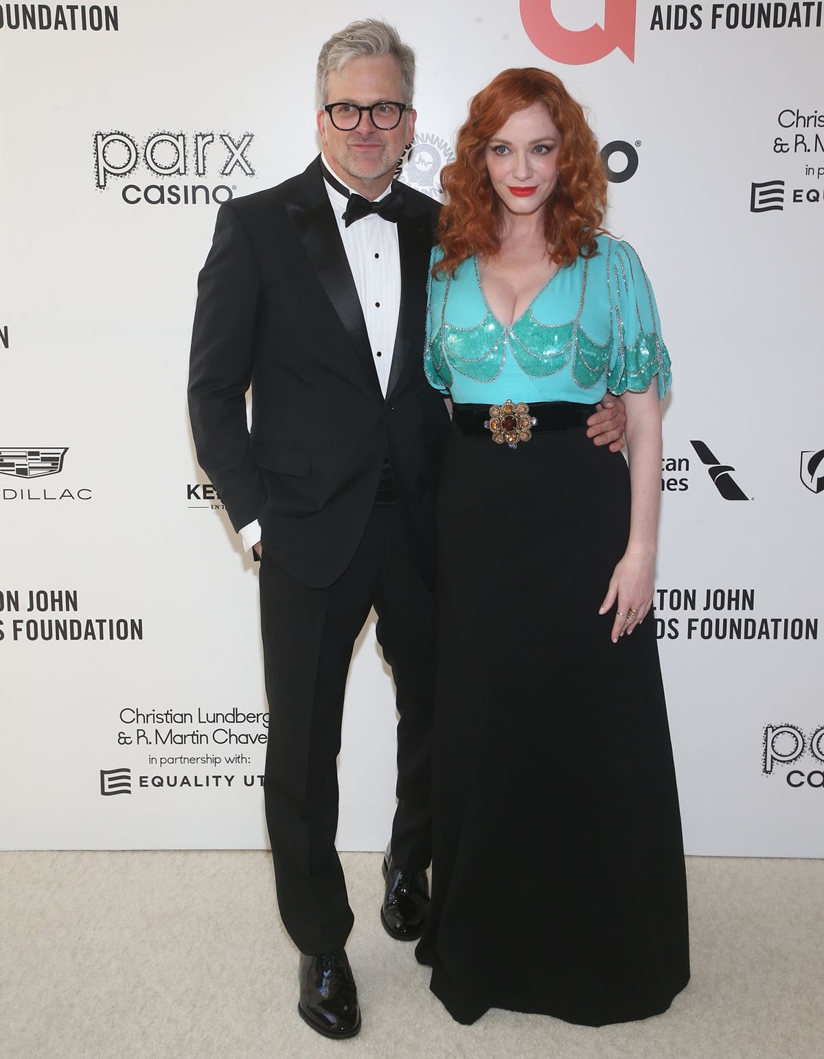 George Bianchini and his girlfriend Christina Hendricks attend Elton John AIDS Foundation's 30th Annual Academy Awards Viewing Party