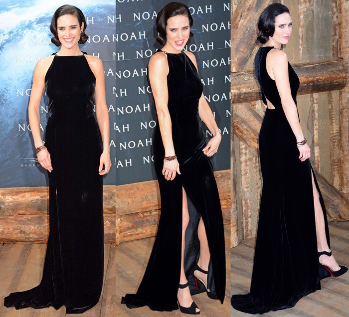 Jennifer Connelly shows off her legs in a floor-length Lanvin gown