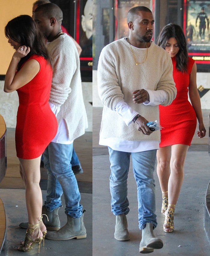 Kanye West taking fiancee Kim Kardashian on a movie date