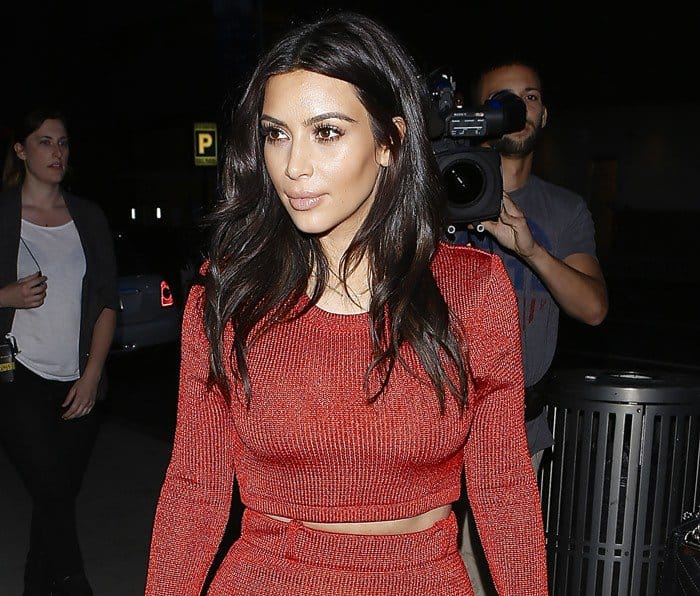 Kim Kardashian in knitted separates from Calvin Klein