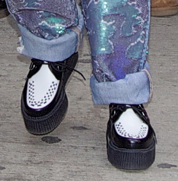 Lady Gaga wearing Hello Kitty x T.U.K. mondo-sole creepers