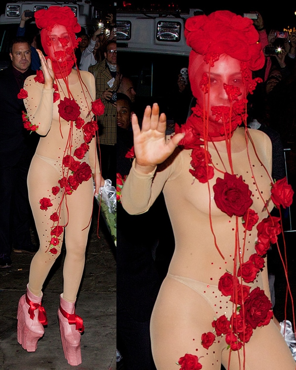 Lady Gaga gave a tribute to the venue by dressing up in a rose-detailed costume