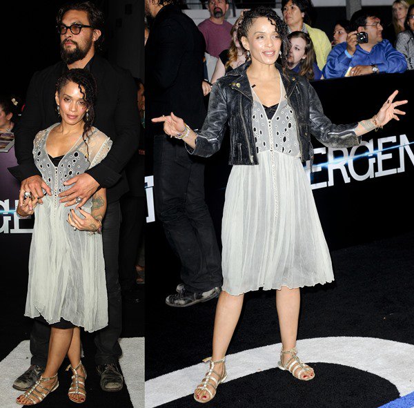 Lisa Bonet and Jason Momoa support Zoë Kravitz at the "Divergent" premiere