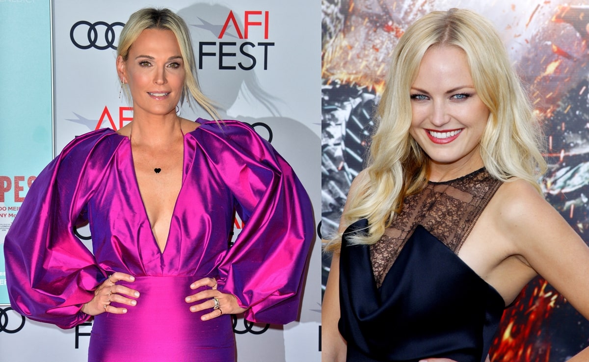 Malin Akerman (right) and Molly Sims (left) share striking similarities with their blonde hair, radiant smiles, and statuesque figures, often leading to comparisons between the two