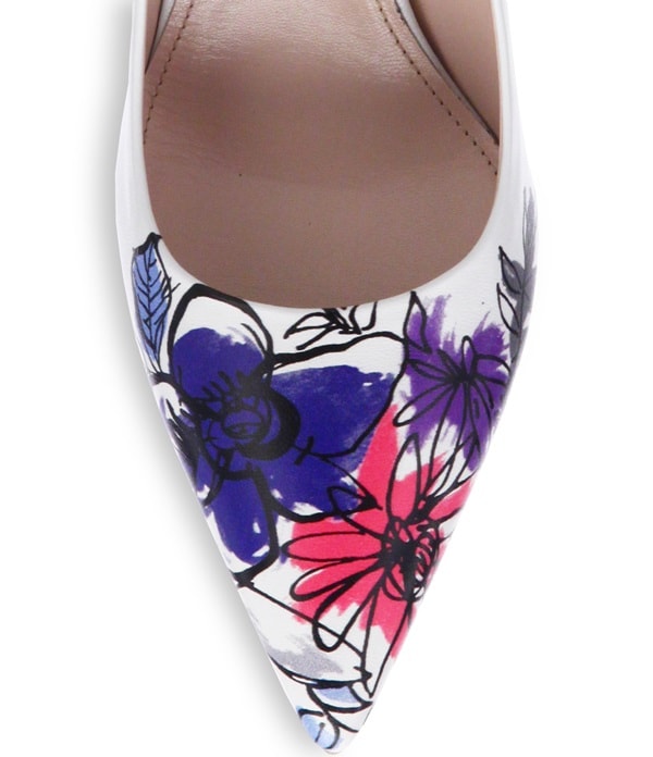 Miu Miu's painted flower-toe leather pumps