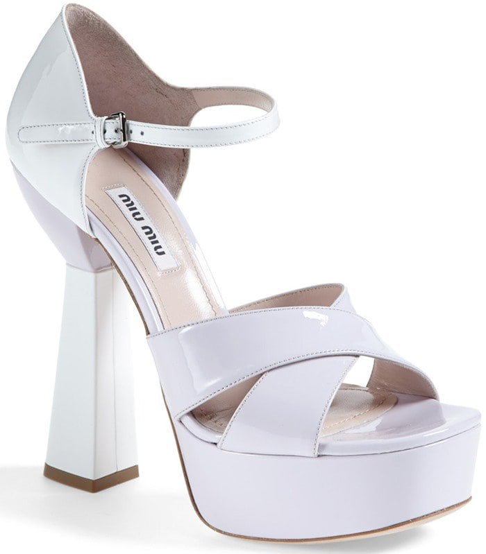 White Miu Miu Mary Jane Platform Sandal