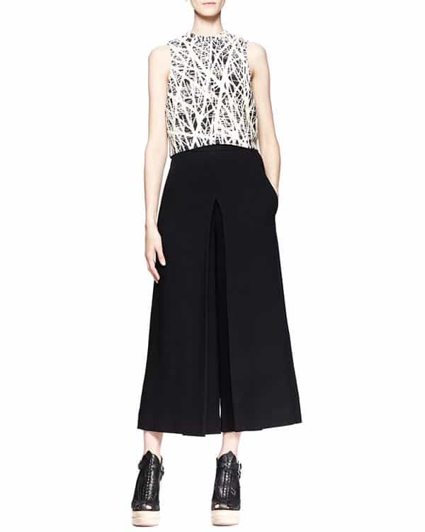 Proenza Schouler High-Waist Cropped Gaucho Pants