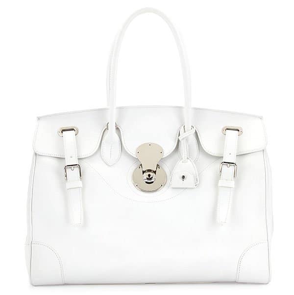 Ralph Lauren Ricky 40 Large Calfskin Satchel Bag White