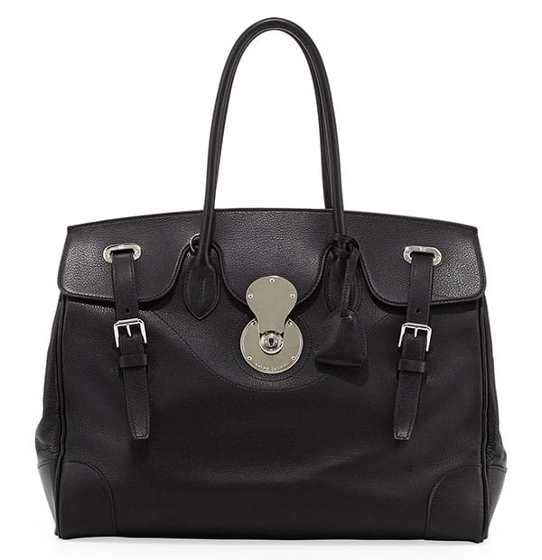 Close-up of the Ralph Lauren Ricky 40 Large Calfskin Satchel Bag