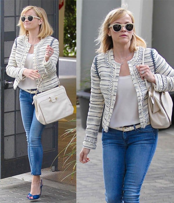 Reese Witherspoon looks classy in jeans while heading to an office in Beverly Hills