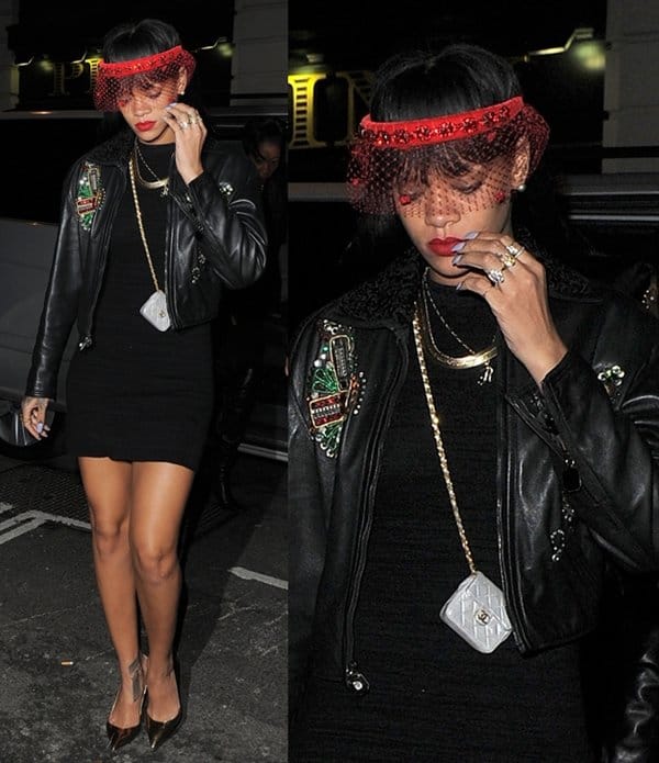 Rihanna in Christian Louboutin pumps outside Tramp club in London