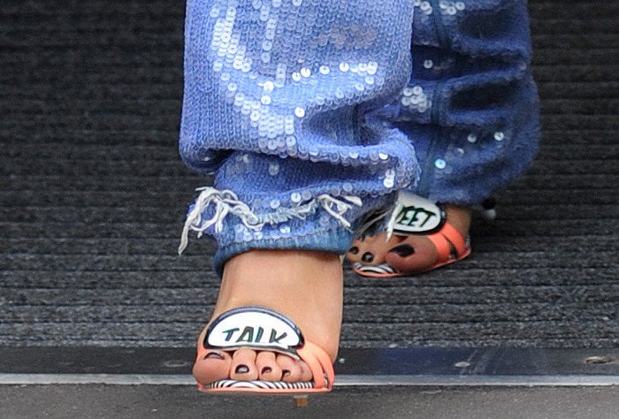 Rita Ora's feet in playful coral Sophia Webster sandals