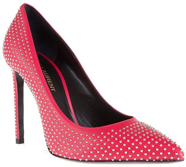 Saint Laurent 'Paris' Studded Pumps in Pink