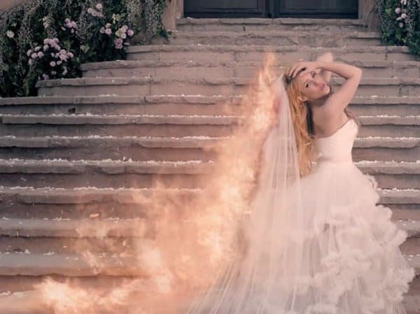 Shakira's wedding dress on fire in Empire music video