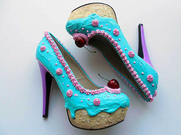 Teal Pink Cake Heels