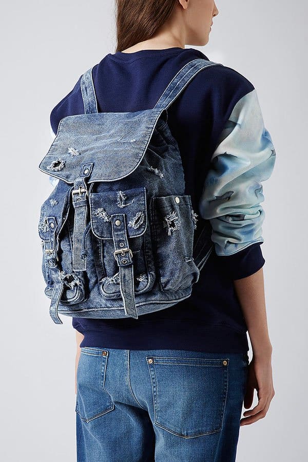 Topshop Ripped Denim Backpack