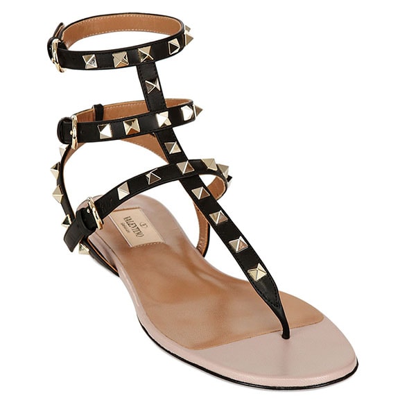 Valentino Rockstud Leather Sandals Black