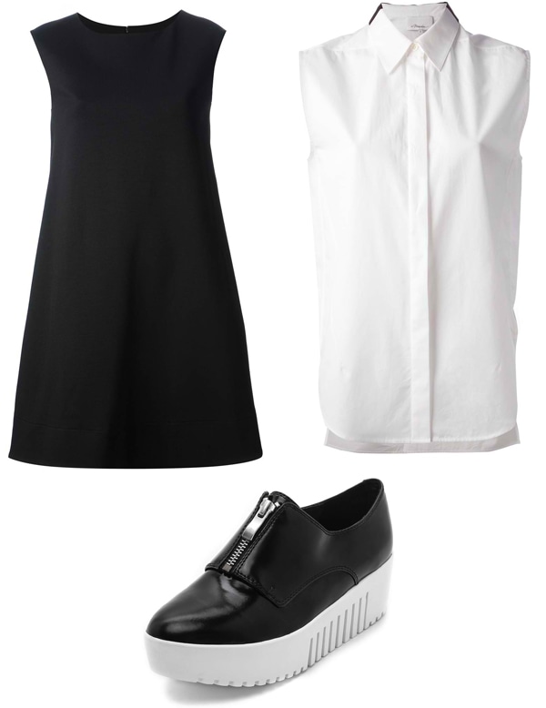 Gianluca Capannolo Flared T-Shirt Dress / 3.1 Phillip Lim Sleeveless Blouse / Opening Ceremony Zip-Front Platform Oxfords