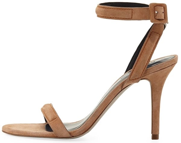 Alexander Wang "Antonia" Ankle-Strap Sandals in Beige Suede