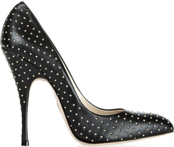 Brian Atwood "Starlet" Studded Pumps in Black Leather