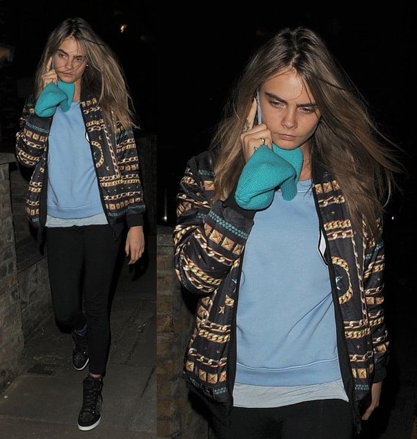 Cara Delevingne enjoying a night out with her friends in North London, England, on March 12, 2014