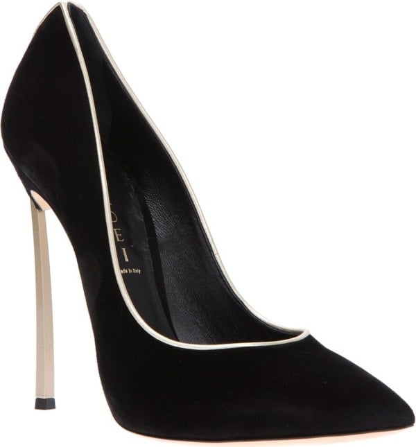 Casadei Contrast-Stiletto Pumps in Black Suede