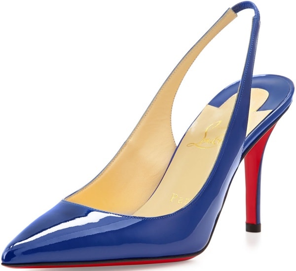 Christian Louboutin "Apostrophy Sling" Pumps in Neptune Patent Leather