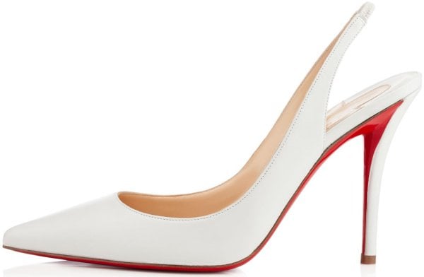 Christian Louboutin "Apostrophy Sling" Pumps in White Leather