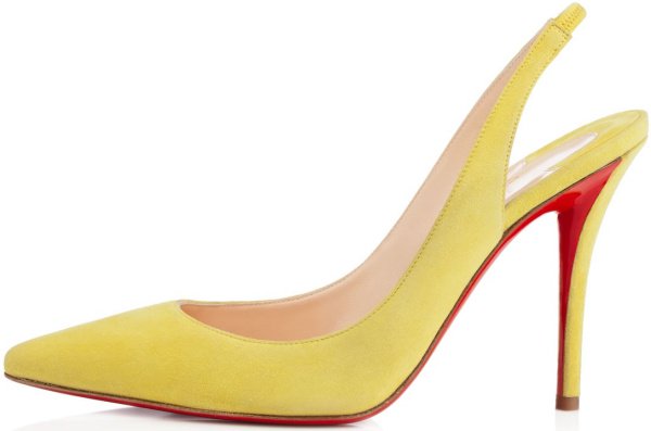 Christian Louboutin "Apostrophy Sling" Pumps in Yellow Suede